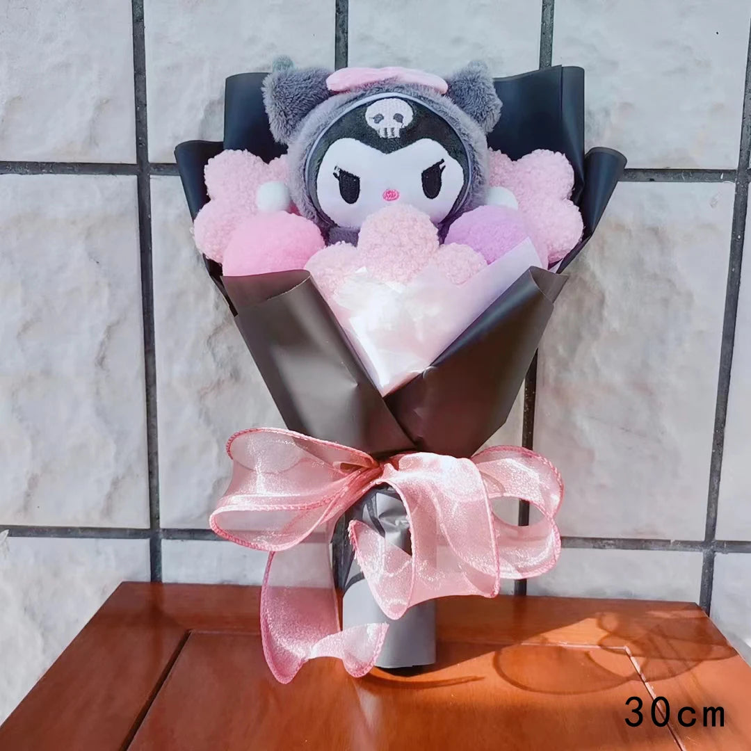 Kuromi Plush Doll Bouquet Sanrio Hello Kitty My Melody Cinnamoroll Stuffed Plushies Valentine's Day Christmas Birthday Gifts