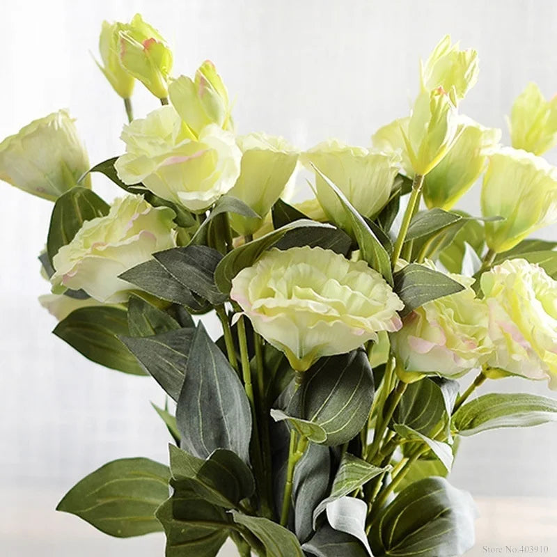 1PC European Artificial Flower 3 Heads Fake Eustoma Gradiflorus Lisianthus Christmas Wedding Party Home Decorative 5 Colours