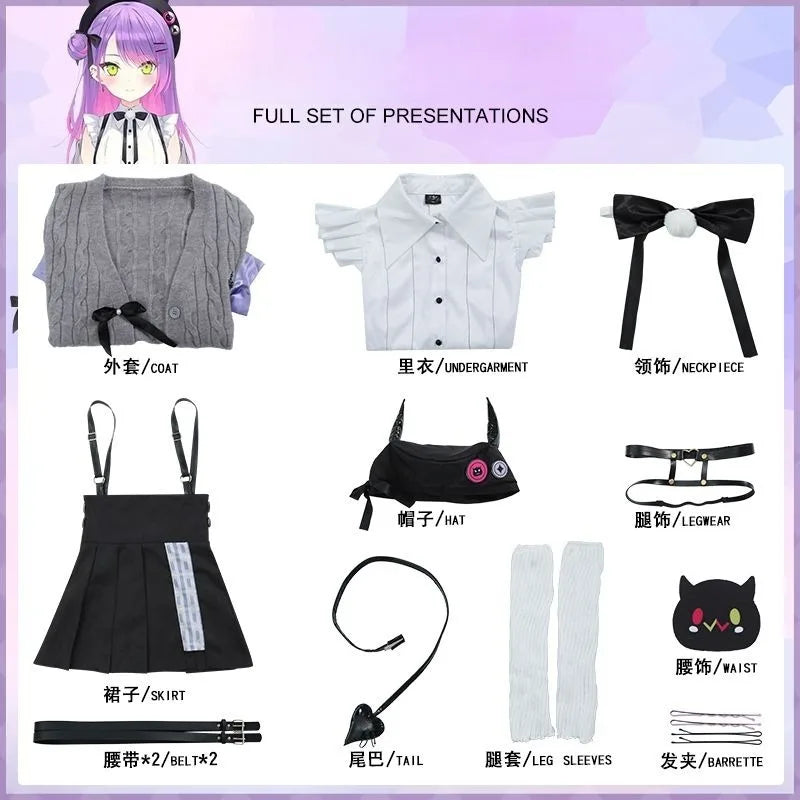 Anime Tokoyami Towa Cosplay Costume White Undergarment Coat Skirt JK Uniform with Accessories Full Set for Women Theme Party