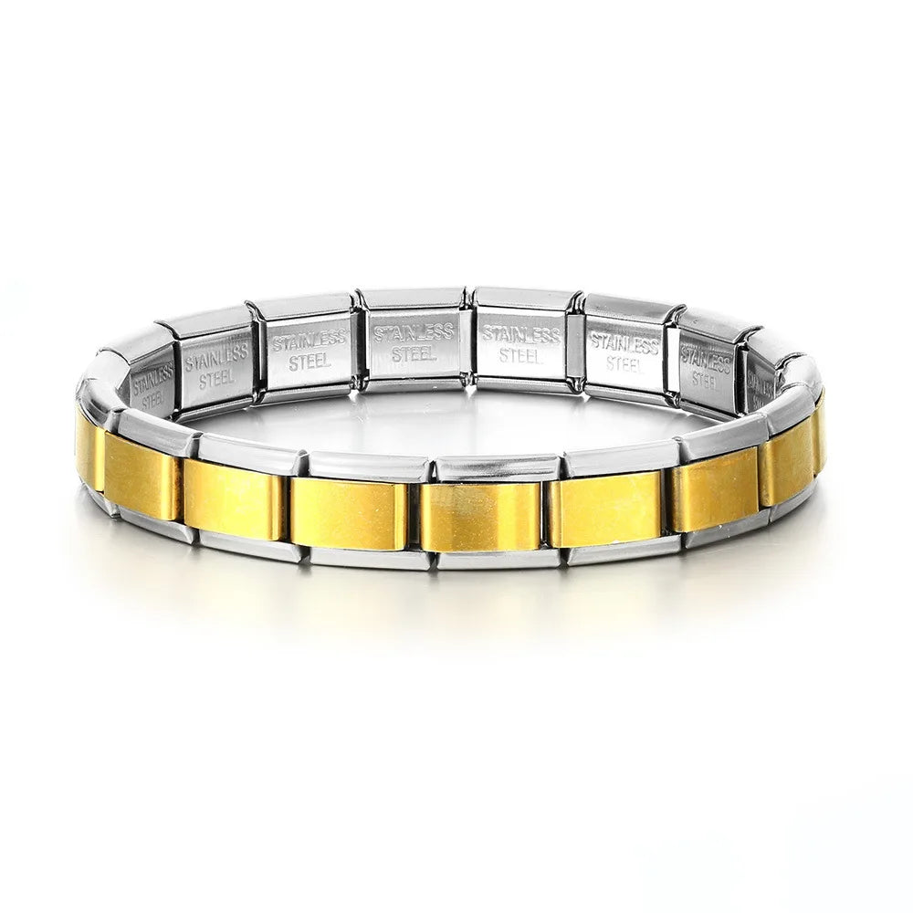 Fashion Sliver Bangle Bracelet Width Italian Elastic Charm Bracelet Simple Design Men Women DIY New Style Jewelry Gifts