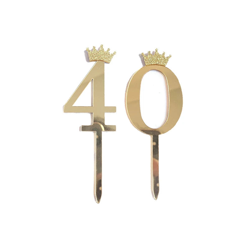 Happy Birthday Cake Topper Wedding Decorations Acrylic Cake Topper Gold Silver Numbers 10 16 18 20 30 Cake Decoration Tools