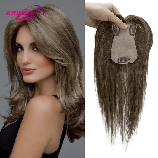 7x11cm Women Toupee Human Hair Wigs Straight Silk Base Women Topper Brazilian Real Natural Human Hair System Clip in Hairpiece