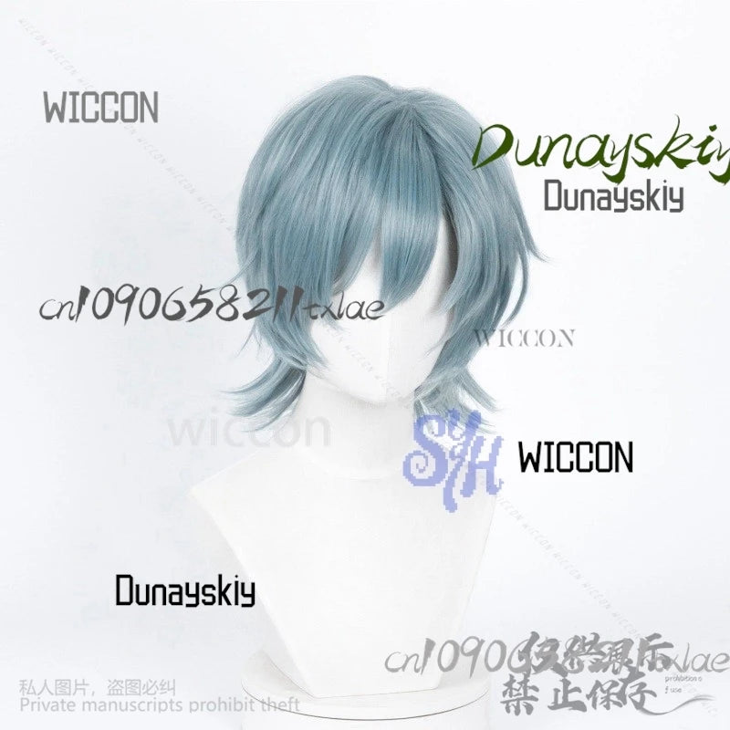 Huntrix KPop Demon Hunters Saja Boy Cosplay Mystery Purple-gray Wigs Curling Hair Accessories Synthetic Short Hair Halloween