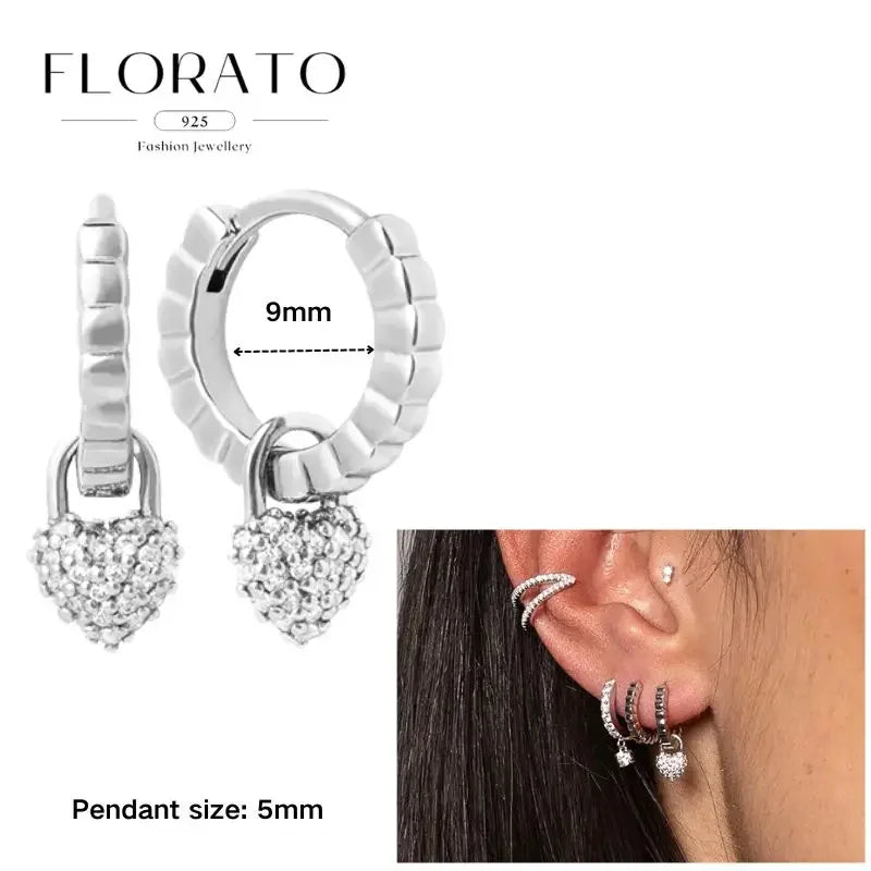 925 Sterling Silver Ear needle European And American Style Hoop Earrings Round square Pendientes Fashion For Women Birthday Gift