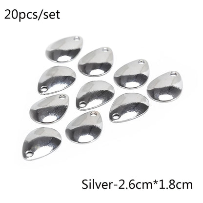 20pcs/lot Fishing Spinner Rings Blades Smooth Nickel Spoons Plaice Tackle Craft DIY Bait Fishing Tool Lure Accessories
