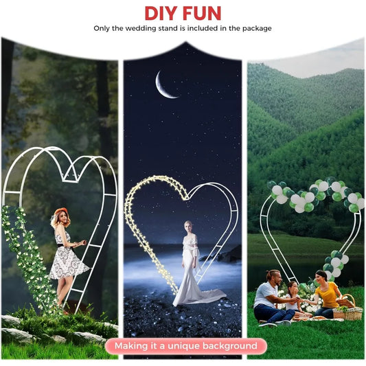 6.7FT Heart Shape Wedding Arch Stand with Base, Wedding Arches for Ceremony, Metal Balloon Arch Kit Wedding Heart Backdrop Stand