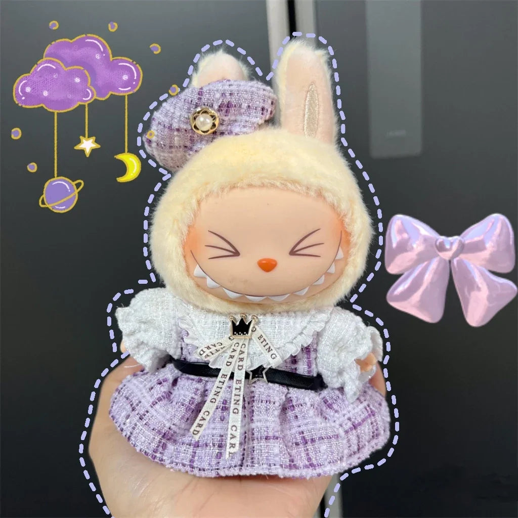Cute Clothes for 17cm Labubu Doll Fashion V1V2 Idol Clothing DIY Kids Gift Dress for Labubu Cloak Clothes Hair Dolls Accessories