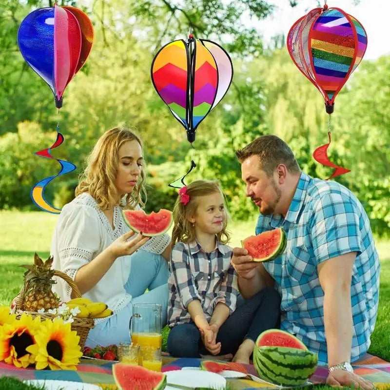 Hot Air Balloon Decor 3X Air Balloon Wind Spinner Outdoor Decoration Windsock Ornament For Holiday Garden Patio Wedding