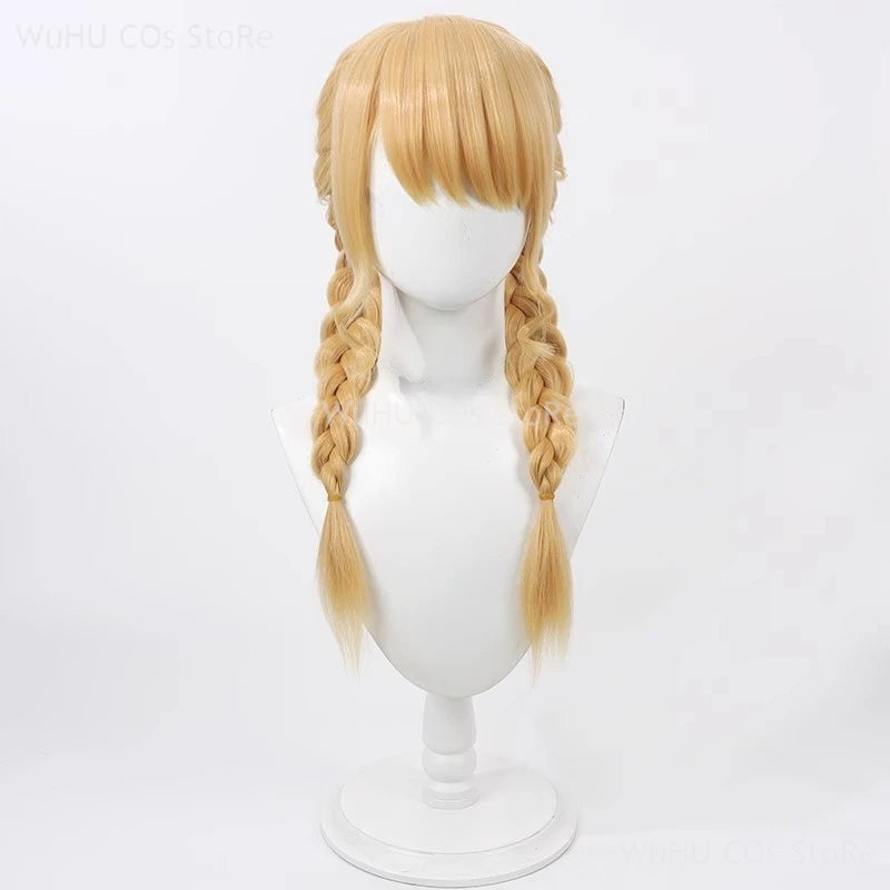 Anime Game THE IDOLM@STER Fujita Kotone Cosplay Wig Golden Braided Heat Resistant Synthetic Hair Halloween Party Role Play
