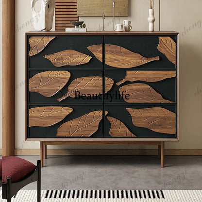 Medieval solid wood porch cabinet French decorative cabinet Modern living room simple retro creative storage cabinet