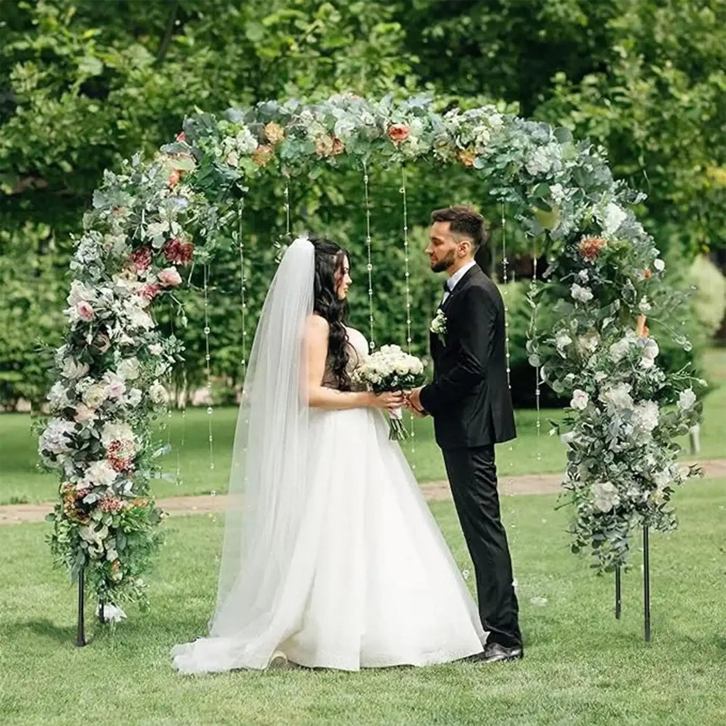 Metal Garden Wedding Arch Stand Kit Flower Frame Balloon Archway Lawn Activity Large Decor Wedding Arbor Party Decoration