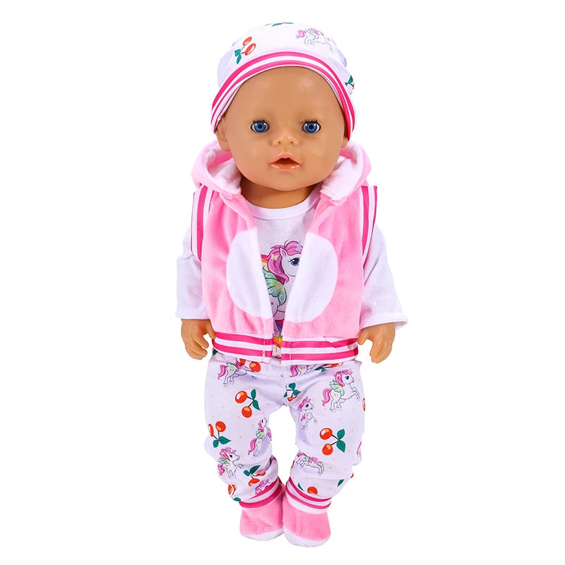 17 Inch Doll Clothes 43 cm Doll Warm Suit with Hat and Socks for New Baby Born Doll Outfit Fashion Doll Customizing Supplies