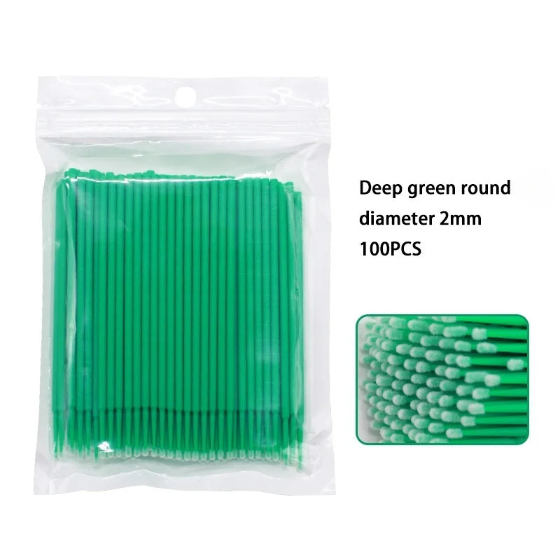 100PCS Disposable Eyelash Cleaning Brush Extension Micro Cotton Swab Eyelashes Microbrush Beauty Makeup Clean Remover Tools