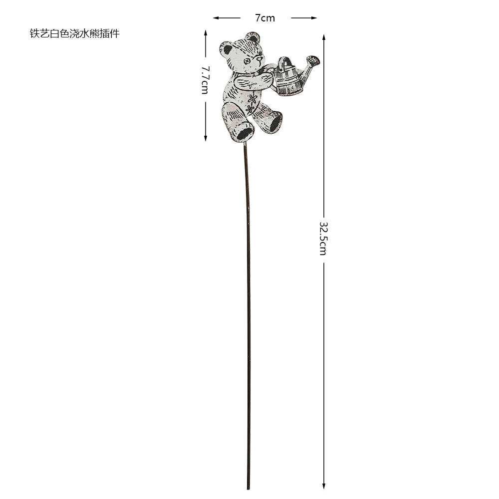 Retro Iron Animal Flower Stake Balloon Ornament Horticultural Groceries Garden Decor Rustic Balcony Plant Markers for Flowerpot