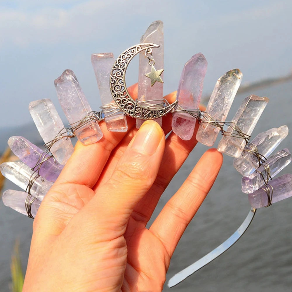 Natural Crystal Queen Tiaras and Crowns Bridal Diadem For Bride Women Headpiece Hair Ornaments Wedding Head Jewelry Accessories