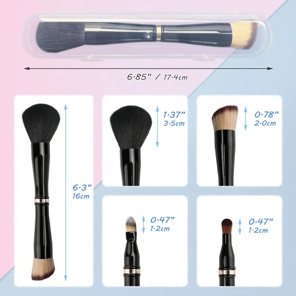 Concealer Makeup Brush Double Ended Makeup Brush Set with Case 4 in 1 Travel Makeup Brushes