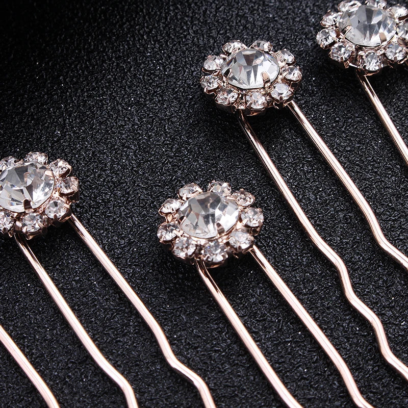 12PK/Set Fashion Rhinestone Flower Cute Hairpin Elegant Jewelry Hair Accessories Hairpin Party Headdress For Women