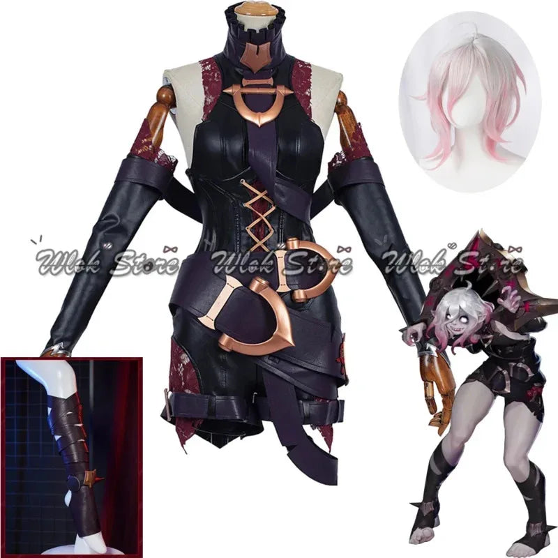 Game Briar Cosplay LOL Wig Outfit Battle Suit Women Halloween Party Carnival Roleplay Costume Briar White Pink Gradient Hair