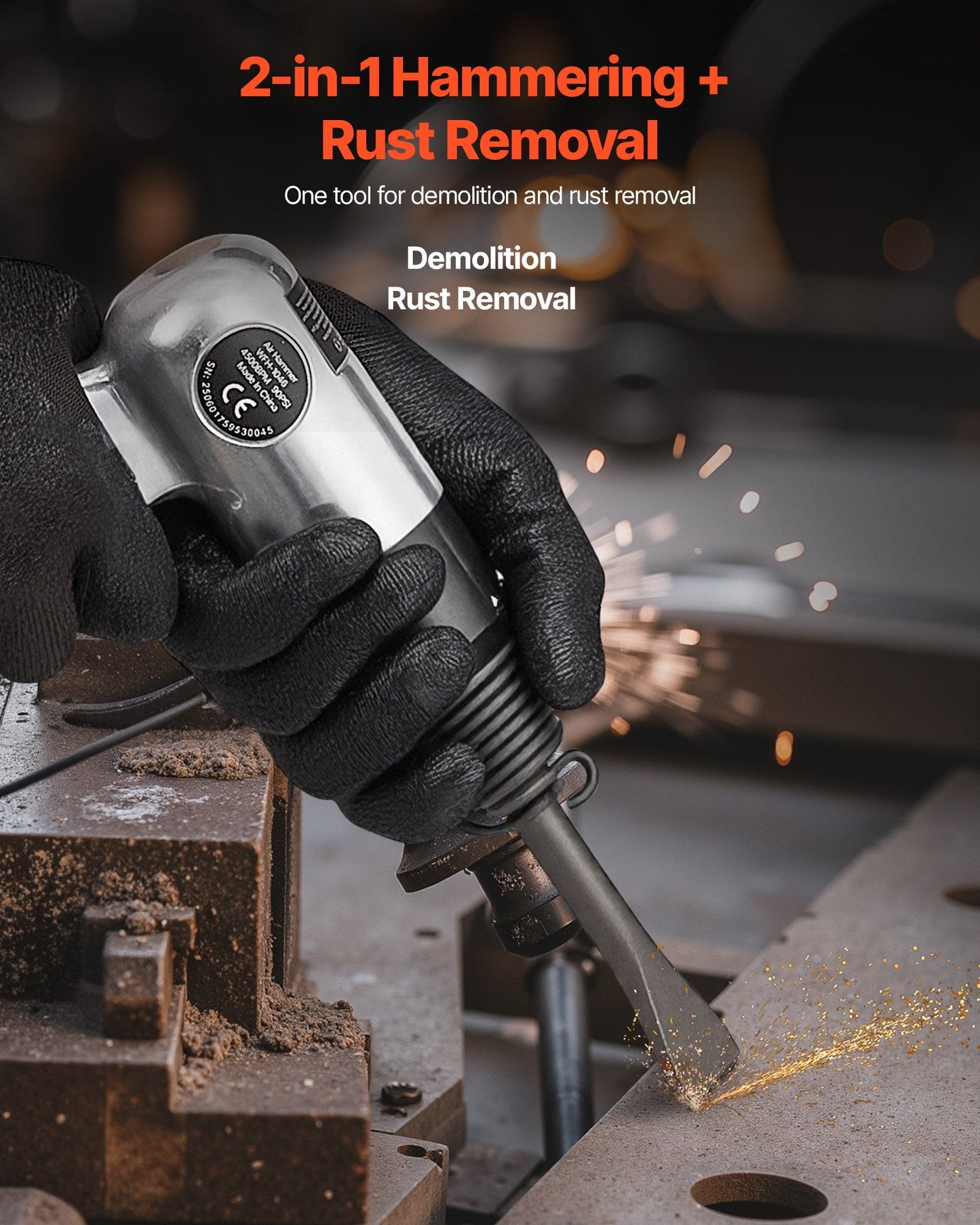 Air Hammer, 4500BPM Pneumatic Hammer With Rust Removal Air Needle