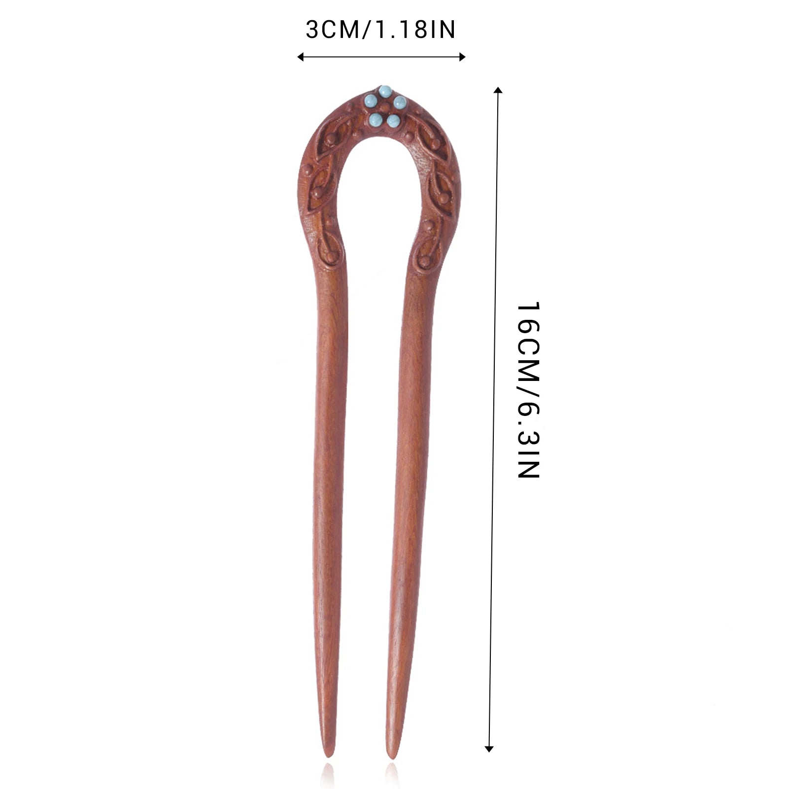 Chinese Style U-shape Hairpin Non-slip Stable Fixed Hair Stick Wooden Retro Cheongsam Decor Hair Clasp Vintage Hanfu Headwear