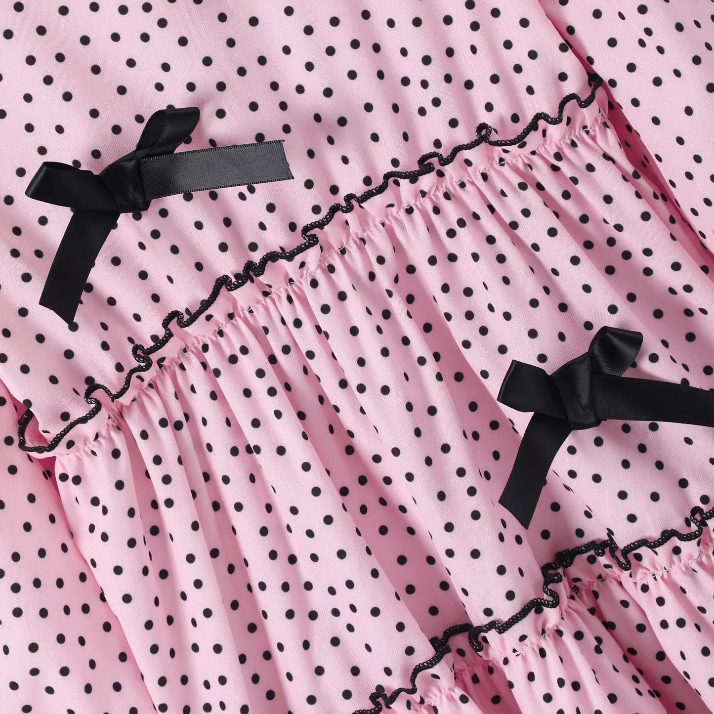 2025 KIds Dress Girl Clothes Pink Spotted Bow Tie Party Children Dresses Autumn Long Sleeve Rural Retro Girls Dress 2-7 Yrs