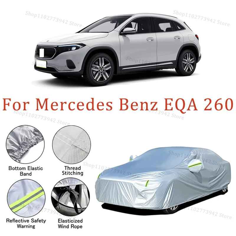 For Mercedes Benz EQA 260 Car Cover Full Covers with Reflective Strip Dustproof UV Scratch-Resistant Sunscreen Protective cover