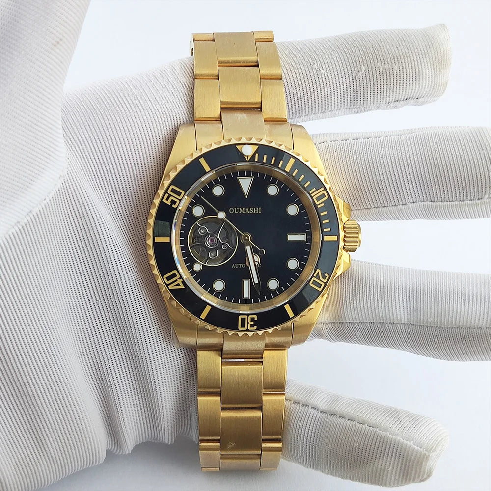 Men's Automatic Mechanical watch NH38 movement Hollow dial 316L stainless steel sapphire glass Diameter 39.5mm NH38 Diving watch