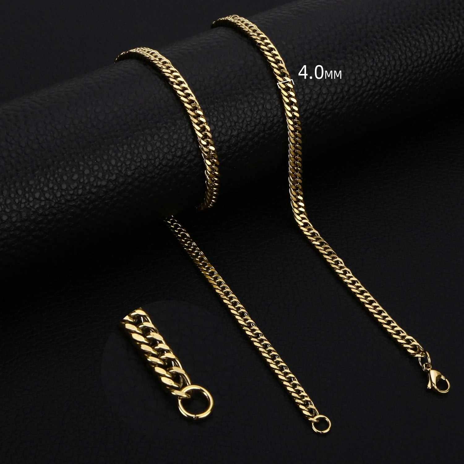 Stainless Steel Cuban Chain Necklaces For Men Women 3.5MM 5MM 7MM Black Gold Color Solid Curb Link Chain Punk Fashion Jewelry
