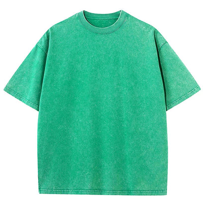Men's Summer T-shirt 230G Heavy Cotton Vintage Washed T-Shirts Oversized Short Sleeve Loose Streetwear Short Sleeve Tops Tee