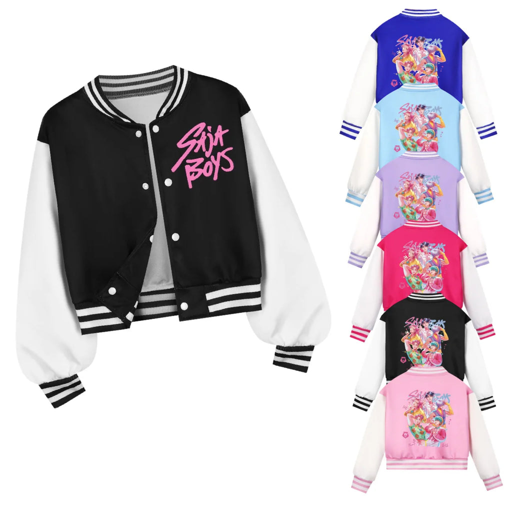KPop Demon Hunters Kids Huntrix SAJABOYS Clothes Boys Baseball Uniform Spring Autumn Girls Baby Casual Hoodies Children Costume