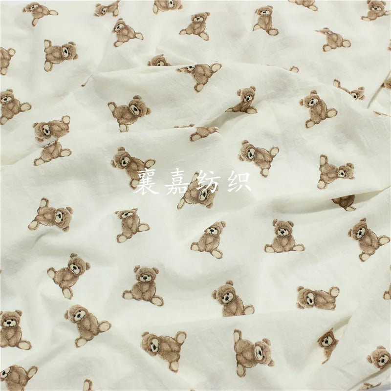 100x135cm Bear Double Gauze 100% Cotton Fabric for Make Baby Clothes / Sleepwear / Shirts / Skirt