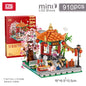 MOC LOZ small particle building blocks Jiangnan water town four corner Pavilion assembled toy gift