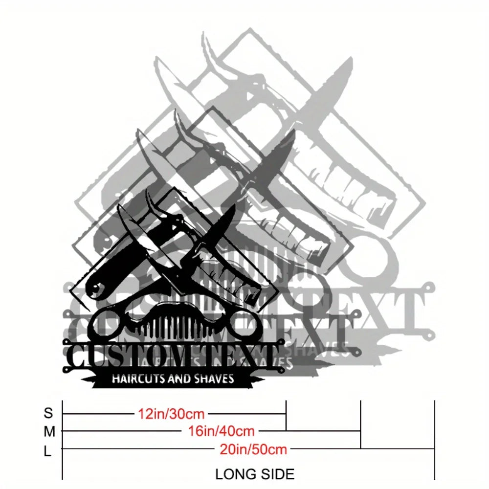 Iron Wall Hanging,Durable Power - Free Metal Custom Sign with Personalized Design for Barber Shops Modern Hanging Decor for Hair