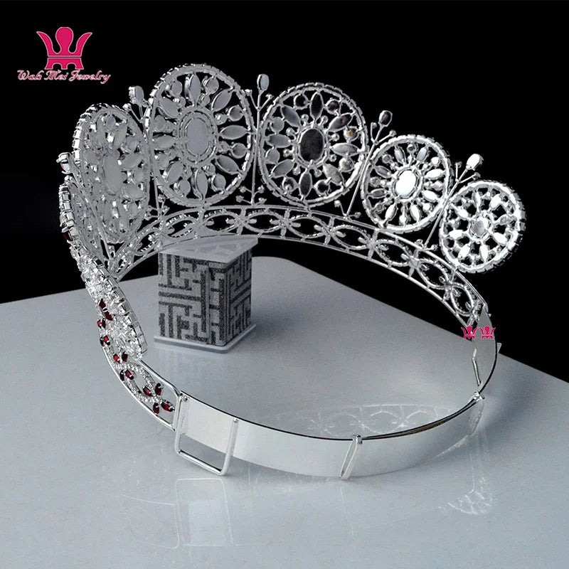 Hairdressing adjustable heads made by high-end rear crown, red stone hand made of red hair, Miss Global Beauty Pageant