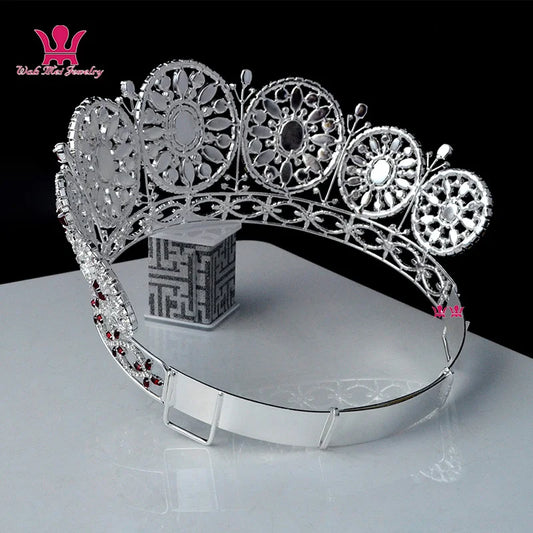 Hairdressing adjustable heads made by high-end rear crown, red stone hand made of red hair, Miss Global Beauty Pageant