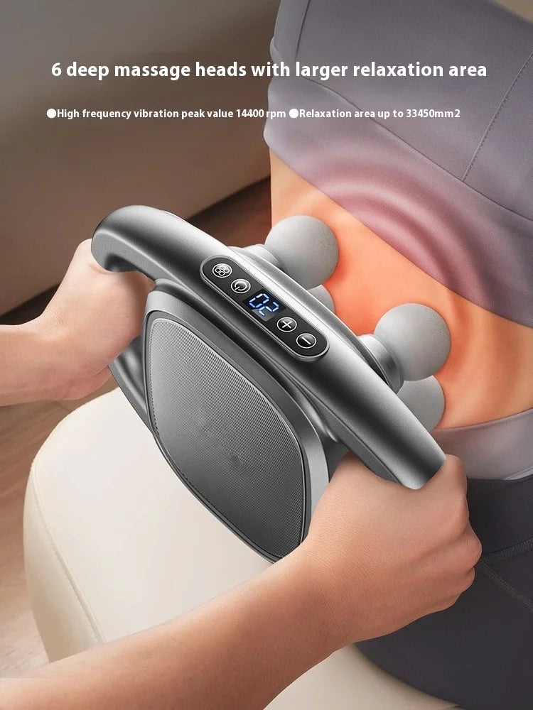 Six-Head Fascia Gun Muscle Relaxation LCD Smart High-Frequency Variable Speed Vibration Electric Fascia Gun