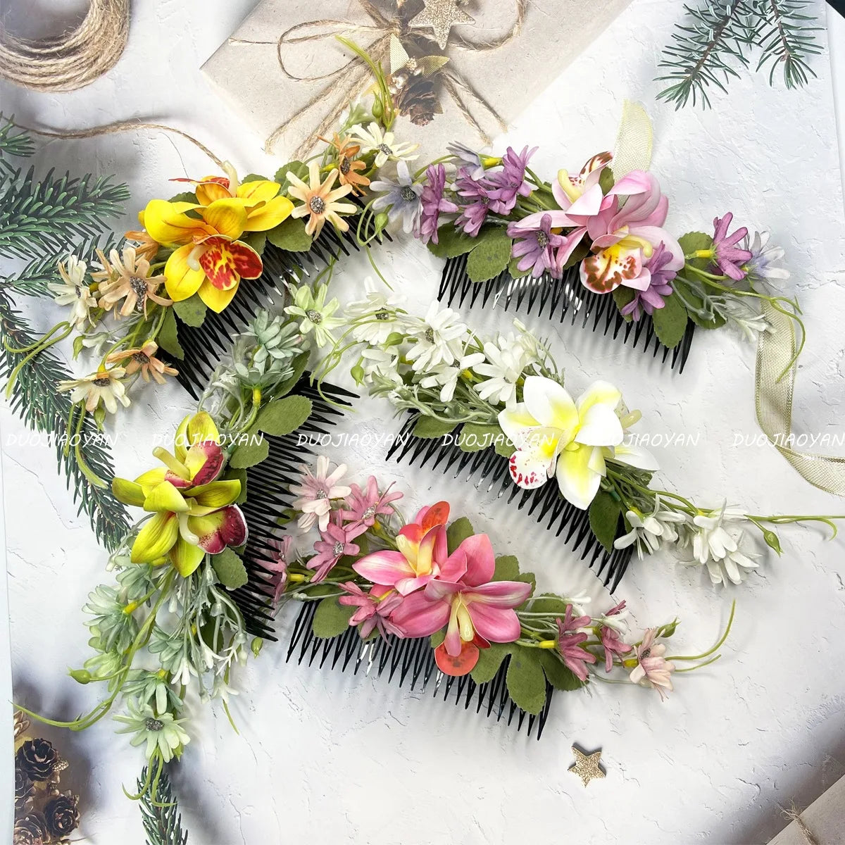 YHJ Beautiful Flowers Hair Pin Party Wedding Performance Bridesmaid Hair Combs Hair Clips for Women Girls