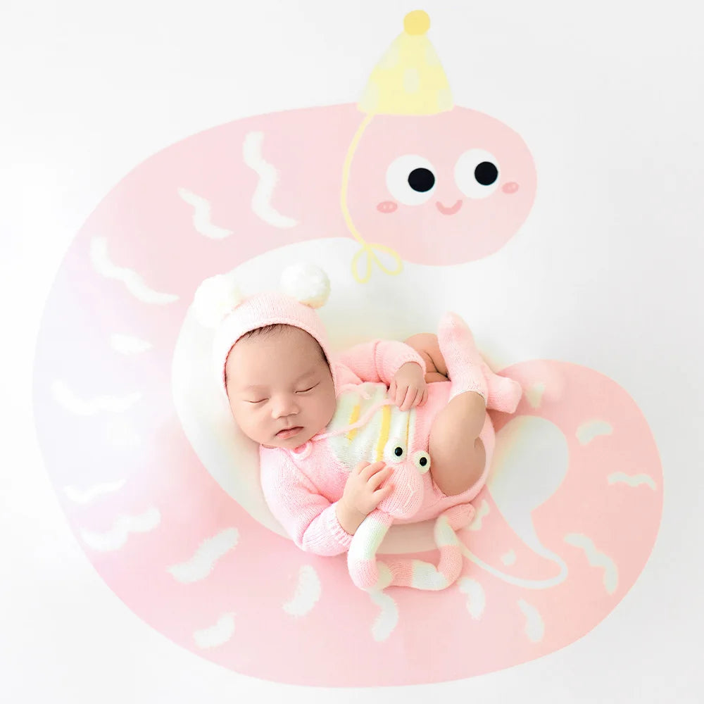 Baby Snake Cosplay Costume Hat+Knitted Jumpsuit with Tail Photography Clothes Cartoon Animal Background Cute Snake Theme Props