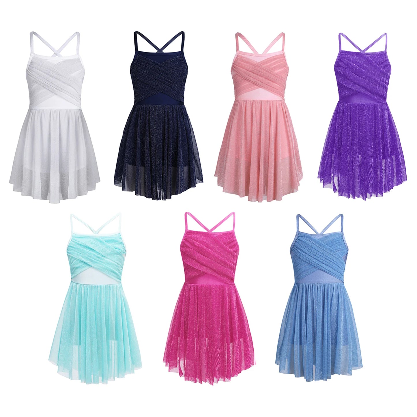 Kids Girls Ballet Leotard Dress Sleeveless Gymnastics Workout Modern Contemporary Dancewear Latin Lyrical Ballerina Costumes