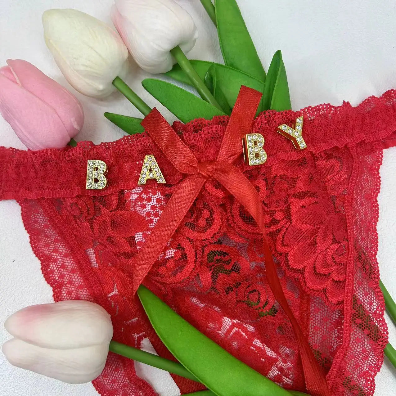 Custom Name Thong Sexy Lace Bowknot For Women Personality Panties With Crystal Letter Customize Hotwife Lingerie Gifts For Wife