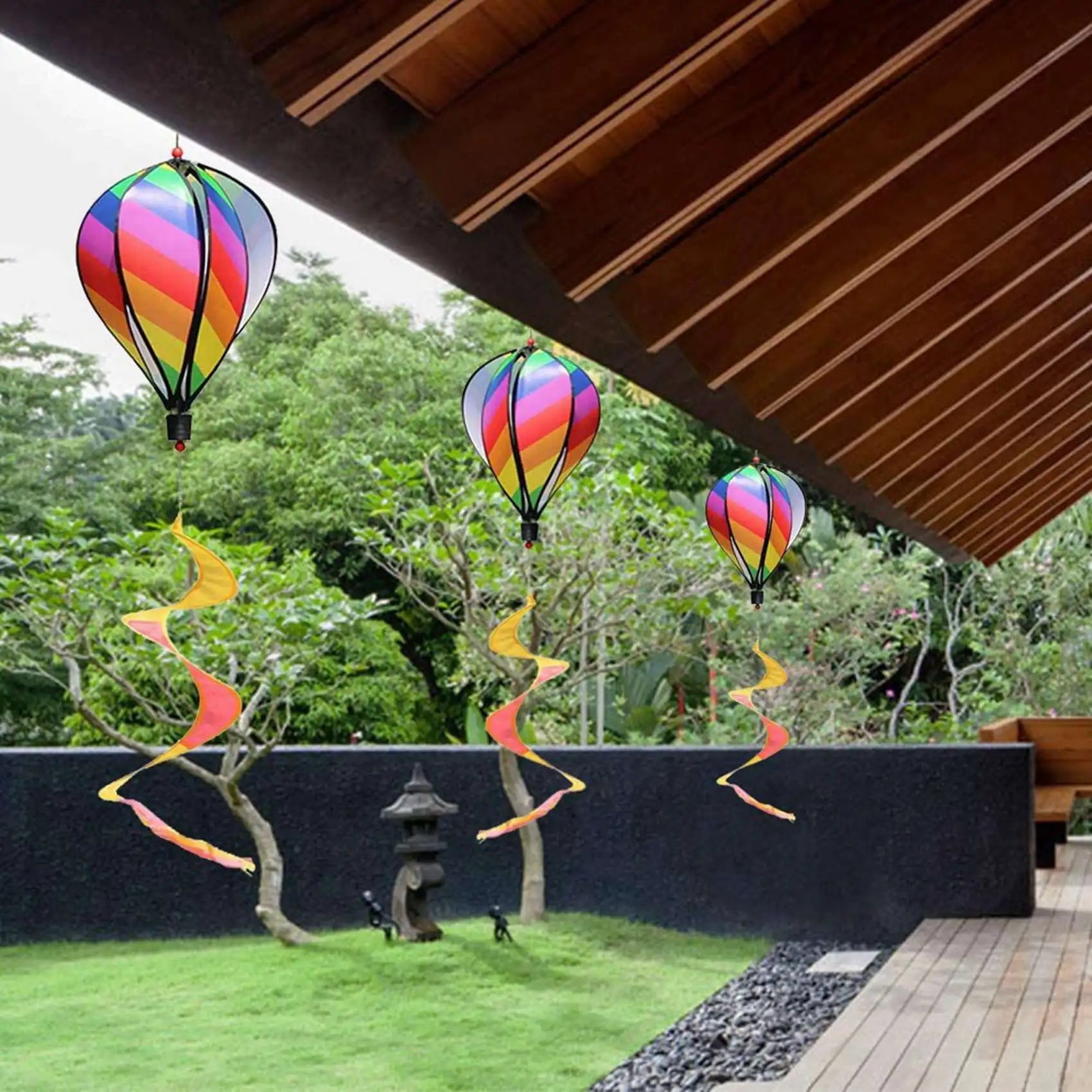 4PCS Balloon Wind Spinner Striped Windsock Balloon Yard Decor Spiral Balloon Windmill-ABQU