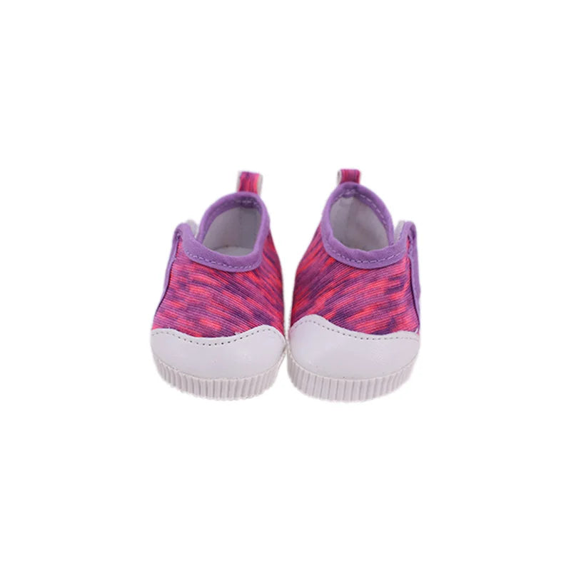 7Cm length Doll Shoes For 18 inch Girls American & 43Cm Baby New Born Doll Clothes Accessories Flowers/Bows Stamp Canvas Shoes