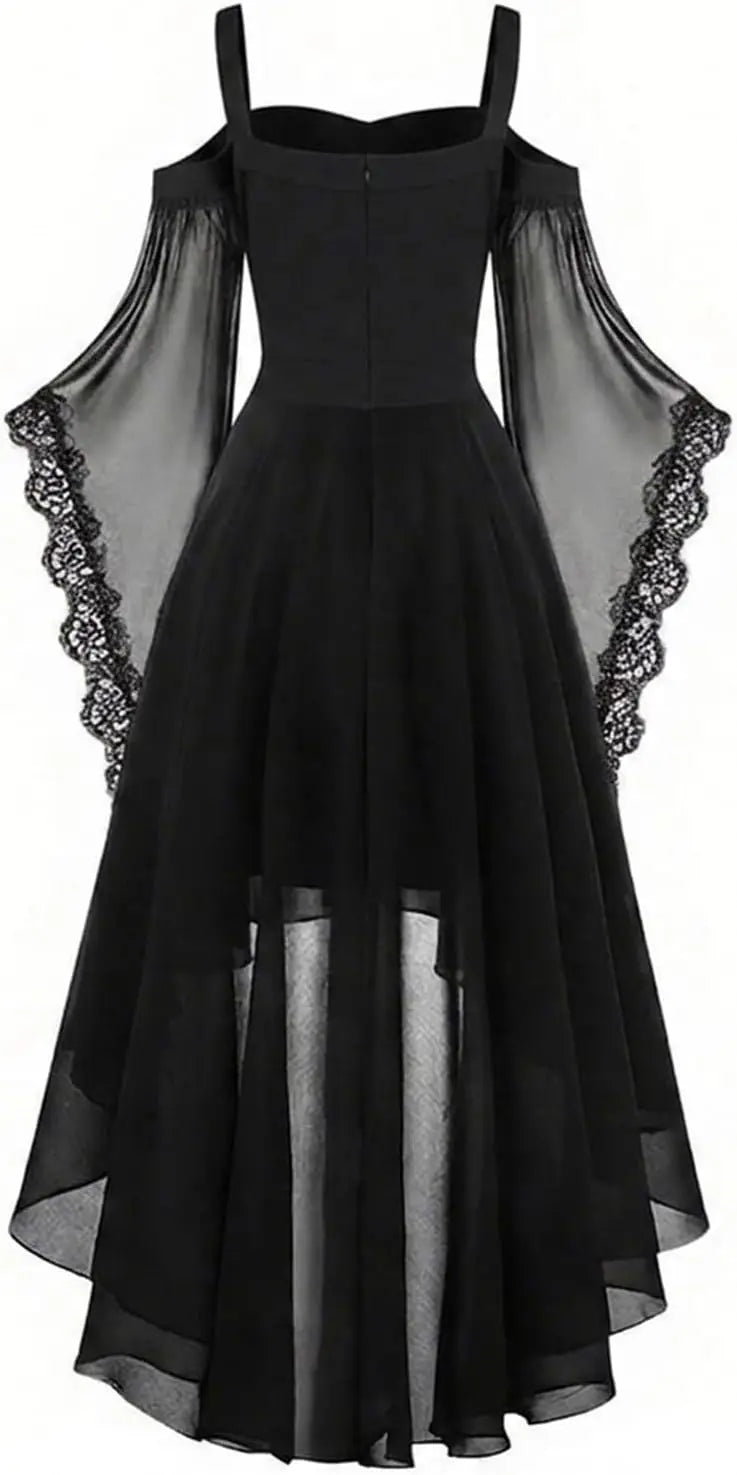 Costumes Witch Dress Women 2026 Halloween Woman Adults Medieval Vampire Butterfly Sleeve Mesh Gothic Outfits Carnival Dress Up