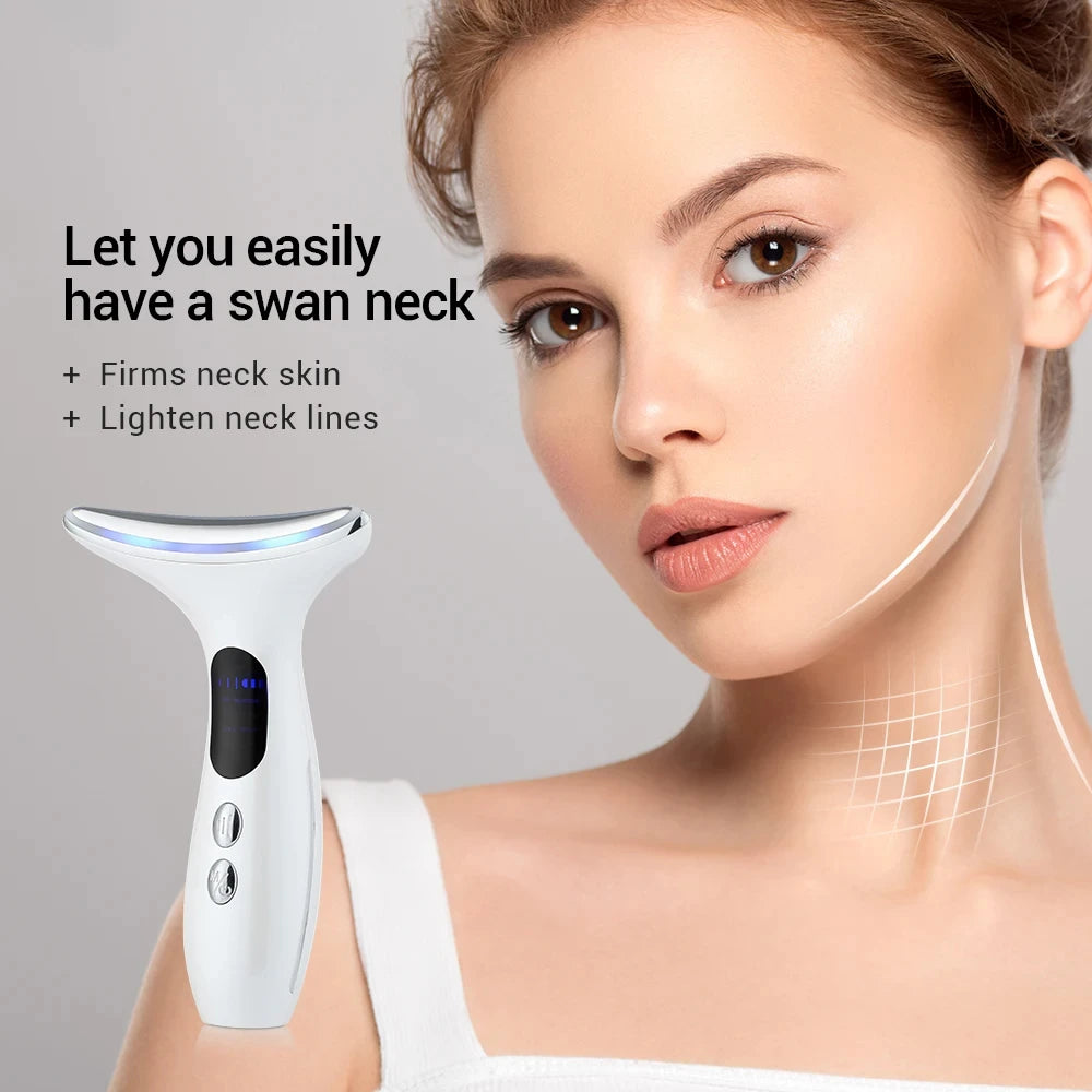 Comfortable Facial Massager Face And Neck Beauty Device For Skin Care Adults Mens And Womens White Face And Neck Massager