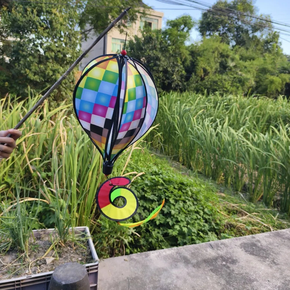 Strip Style Hot Air Balloon Wind Spinner Colorful Hanging Garden Wind Spinners Cute Large Children's Toys Kindergarten