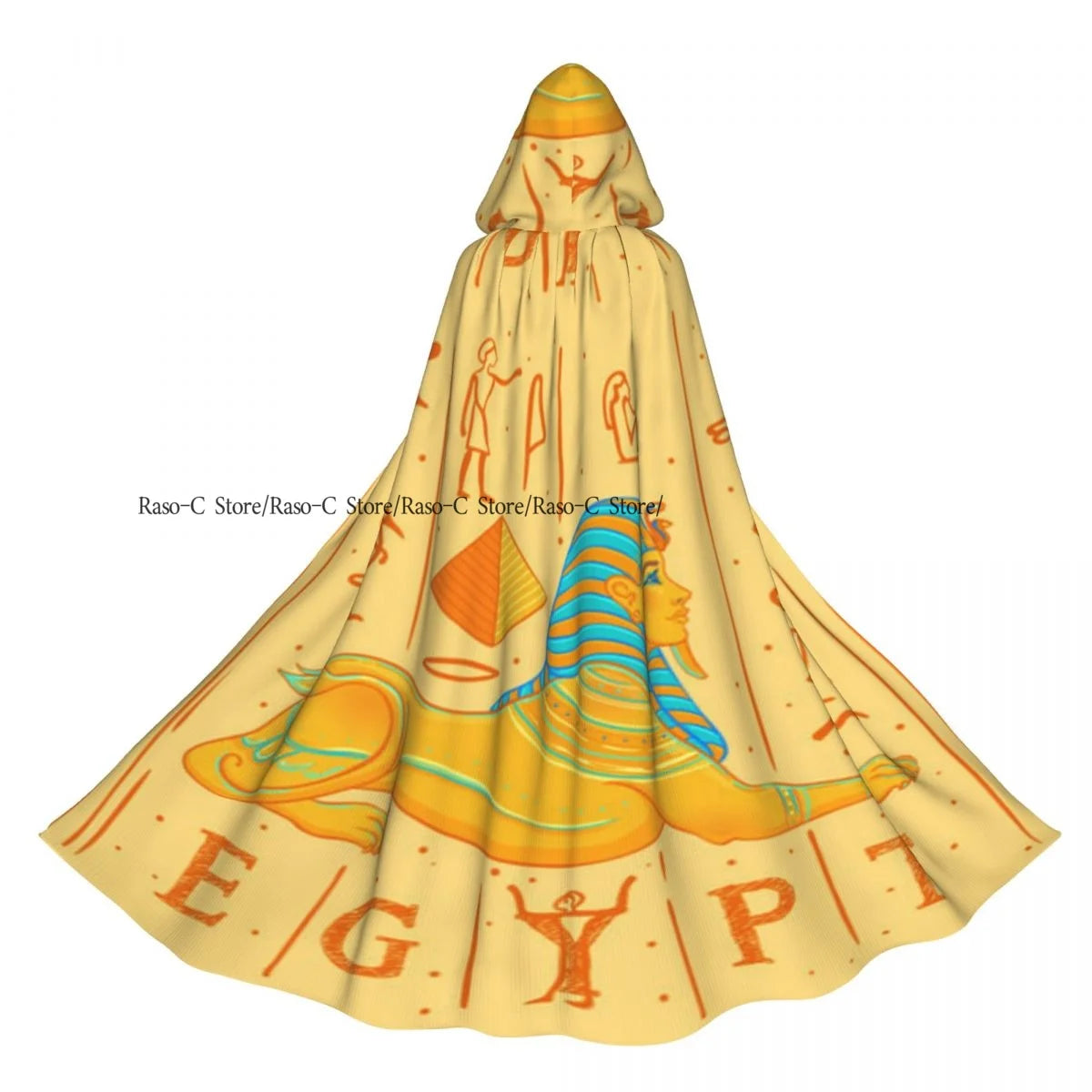 Unisex Adult Woman With Flower Egyptian Pattern Cloak with Hood Long Witch Costume Cosplay