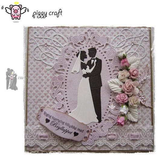 Piggy Craft metal cutting dies cut die mold Bride and groom Wedding Scrapbook paper craft knife mould blade punch stencils dies