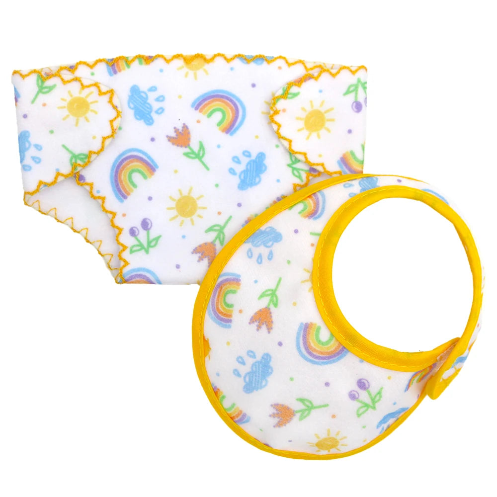 14-18 Inch Newborn Baby Doll Underwear Set Baby Doll Diapers and Bibs Underpants Doll Clothes Accessories