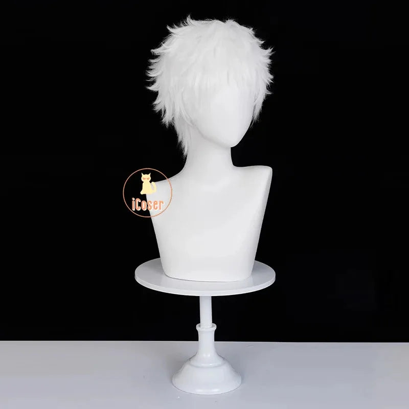 asdh8@iCoser Anime The Summer Hikaru Died Hikaru Indou Cosplay Wig White Short Hair Carnival Halloween Party for Women Men Festi