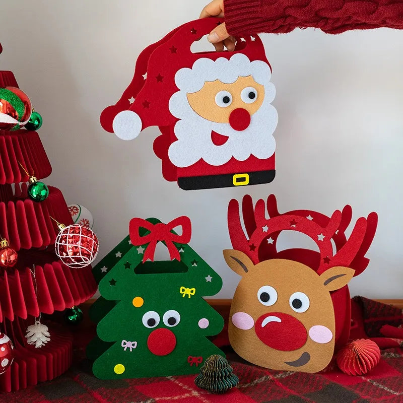 2024 New Christmas gift bag creative felt cloth children's candy gift bag Christmas Eve portable apple bag